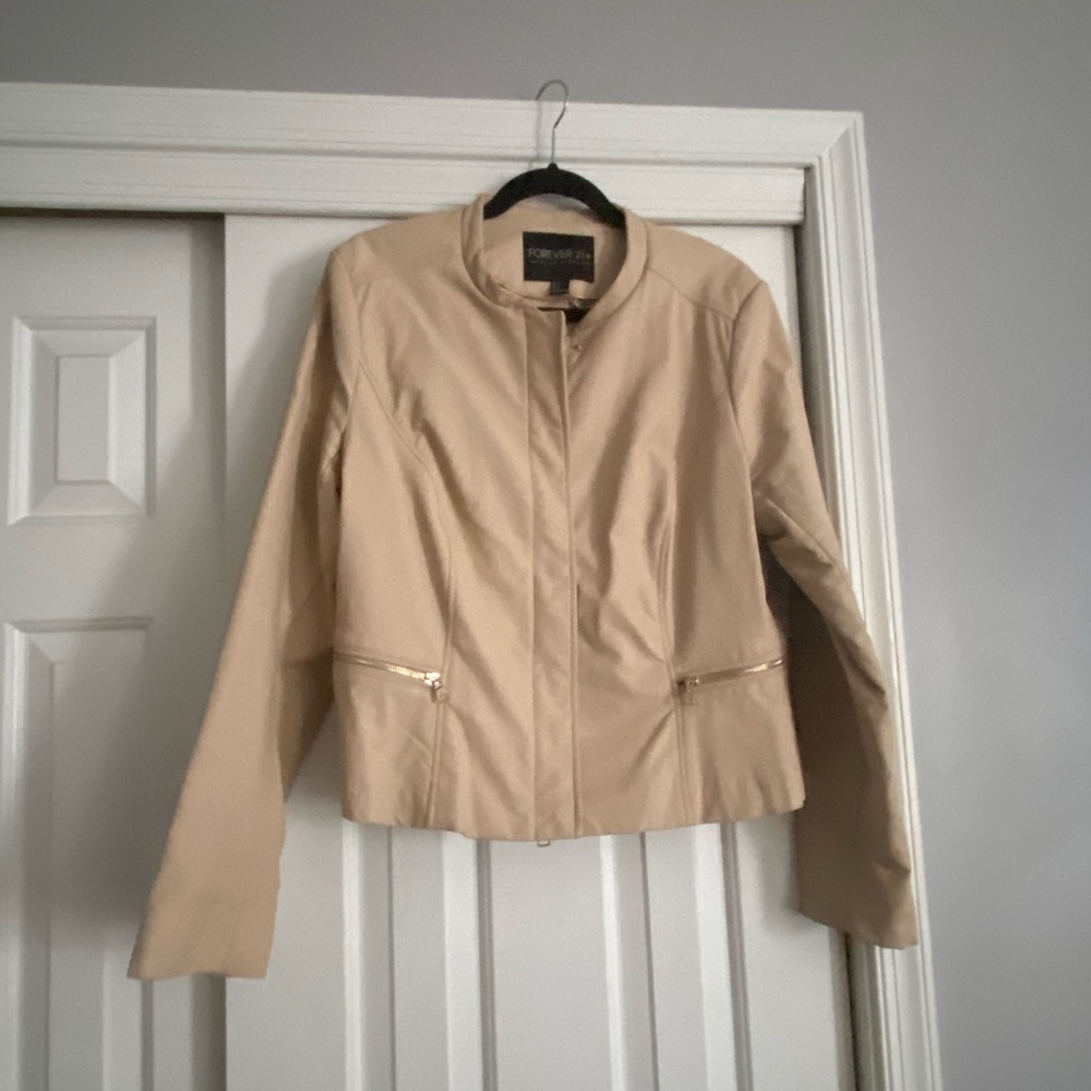 Forever21+ Beige Moto Jacket